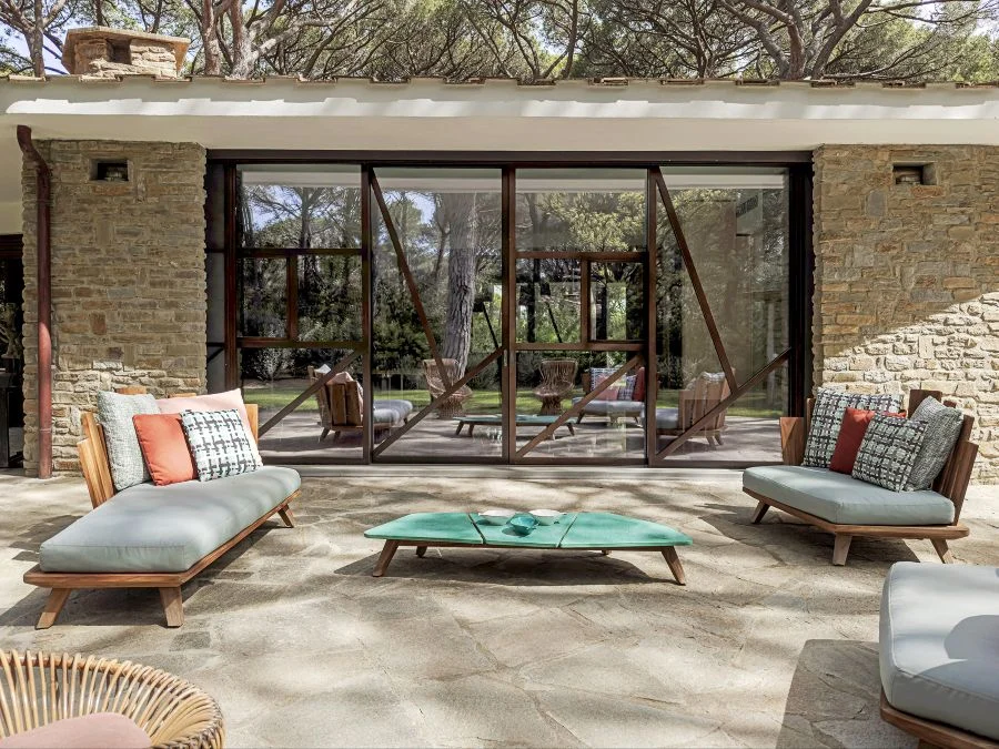zona outdoor nel progetto di restyling della villa in maremma