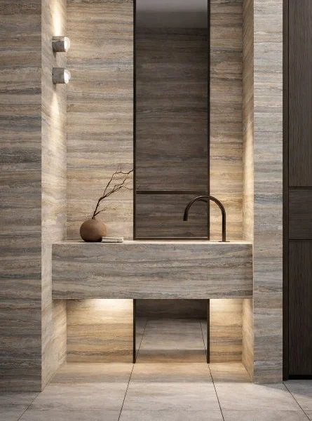 ambiente bagno in travertino