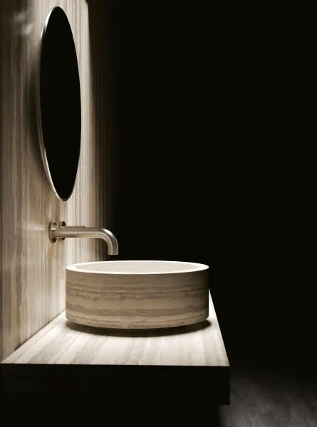 lavabo tondo in travertino