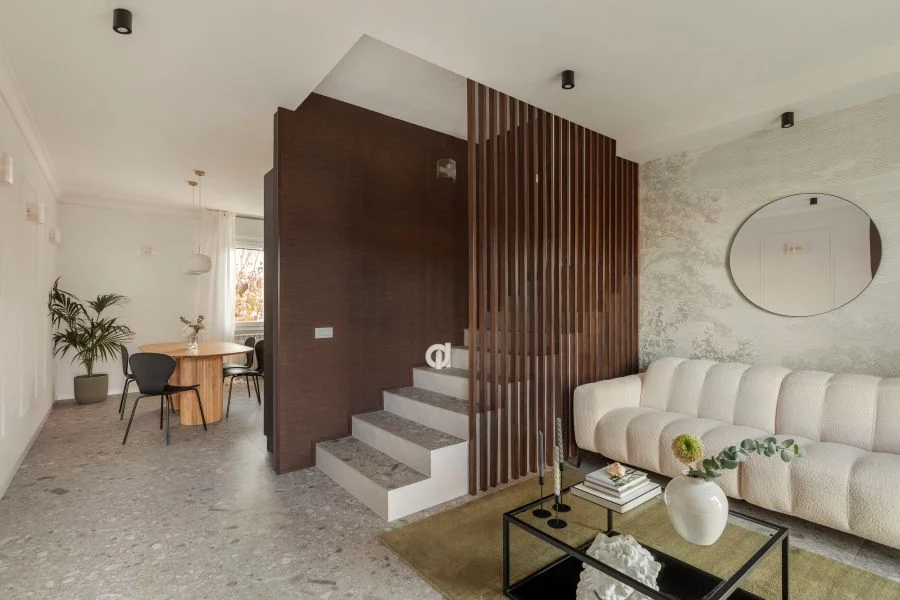 zona giorno contemporanea dopo servizio di relooking