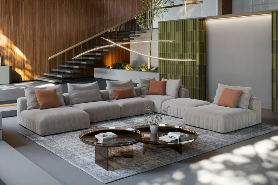 zona living con divano modulare