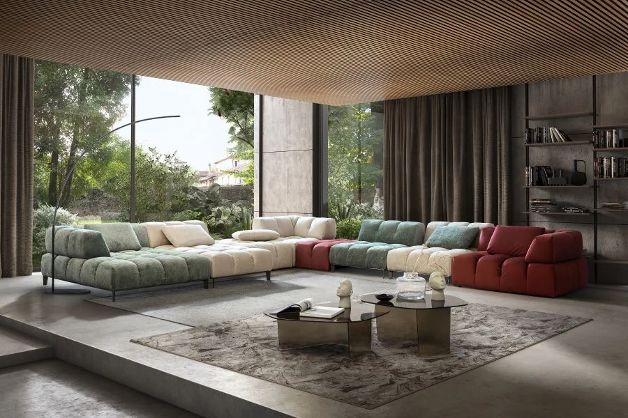 ambiente living con divano modulare